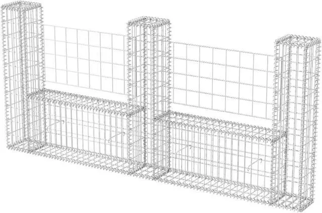 Alt view image 8 of 10 - vidaXL Gabion Basket U-Shape Steel 94.5" Garden Barrier Wire Fence Wall Box