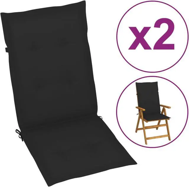 Alt view image 5 of 13 - vidaXL Chair Cushion 2 Pcs Outdoor Garden High Back Chair Cushion Black Fabric