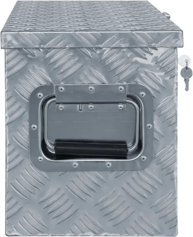 Alt view image 3 of 11 - vidaXL Aluminum Box 24.2"x10.4"x11.8" Silver Toolbox Trailer Box Organizer