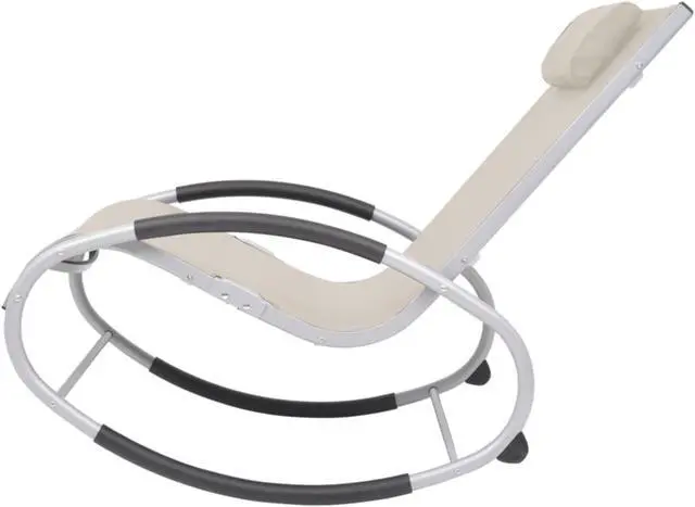 Alt view image 3 of 17 - vidaXL Outdoor Rocking Chair Cream Textilene