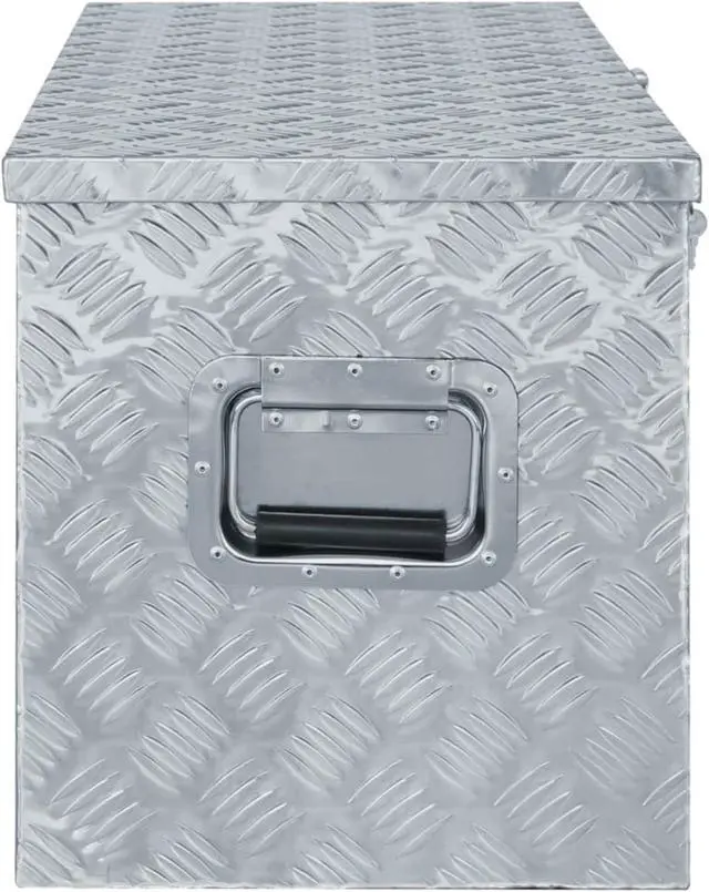 Alt view image 5 of 10 - vidaXL Aluminum Box 43.5"x15.2"x15.7" Silver Toolbox Trailer Box Organizer