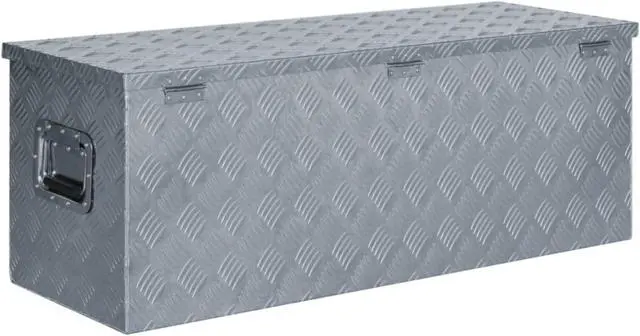 Alt view image 6 of 10 - vidaXL Aluminum Box 43.5"x15.2"x15.7" Silver Toolbox Trailer Box Organizer