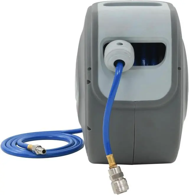 Alt view image 10 of 10 - vidaXL Automatic Air Hose Reel 1/4" 65.6' Pneumatic Hose Heavy Duty Reel