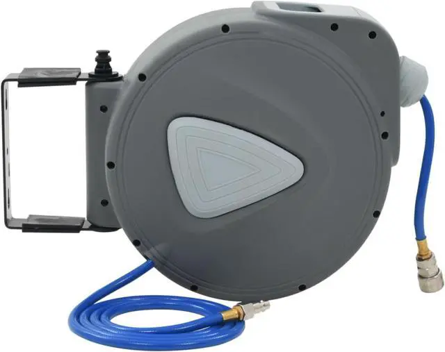 Alt view image 9 of 10 - vidaXL Automatic Air Hose Reel 1/4" 65.6' Pneumatic Hose Heavy Duty Reel