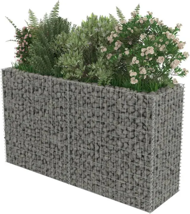 Alt view image 10 of 10 - vidaXL Gabion Raised Bed Galvanized Steel 70.9" Raised Garden Bed Flower Box