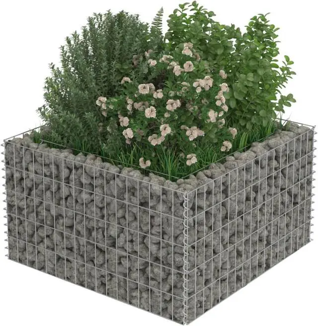 Alt view image 10 of 10 - vidaXL Gabion Raised Bed Galvanized Steel 35.4" Raised Garden Bed Flower Box