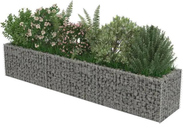Alt view image 10 of 10 - vidaXL Gabion Raised Bed Galvanized Steel 106.3" Raised Garden Bed Flower Box