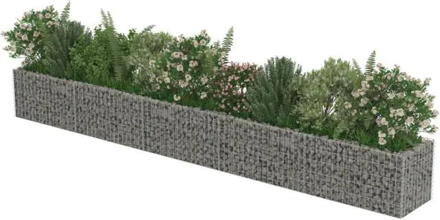 Alt view image 10 of 10 - vidaXL Gabion Raised Bed Galvanized Steel 177.2" Raised Garden Bed Flower Box