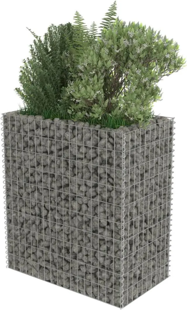 Alt view image 10 of 10 - vidaXL Gabion Raised Bed Galvanized Steel 35.4"x19.7"x39.4" Stone Baskets Cage