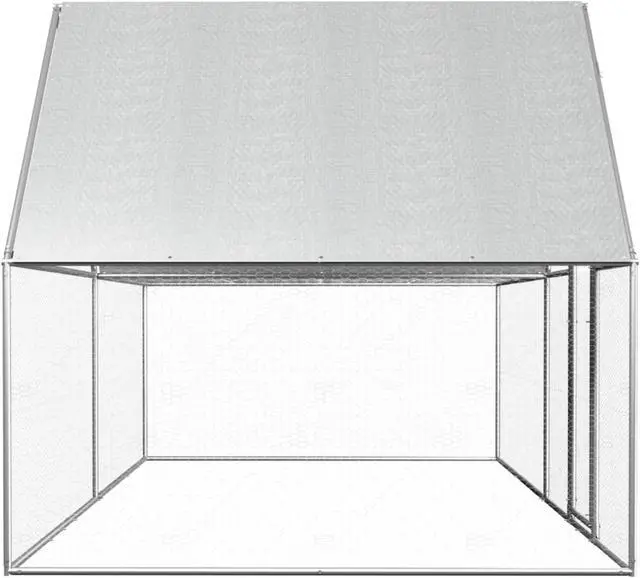 Alt view image 3 of 9 - vidaXL Chicken Coop 13.1'x6.6'x6.6' Galvanized Steel