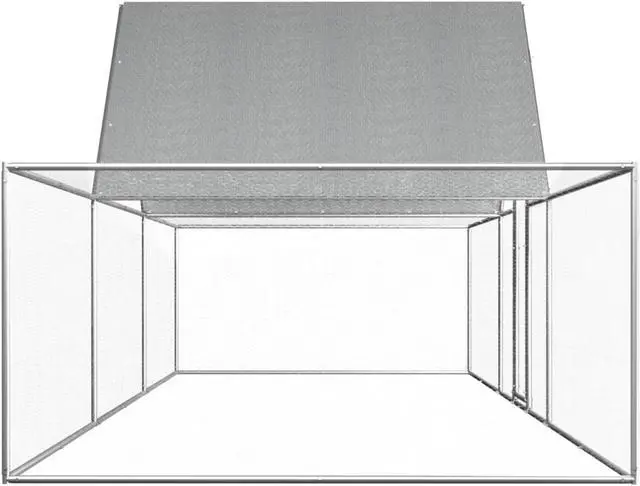Alt view image 3 of 9 - vidaXL Chicken Coop 19.7'x6.6'x6.6' Galvanized Steel