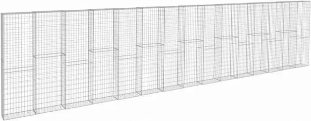 Alt view image 2 of 8 - vidaXL Gabion Wall with Covers Galvanised Steel 354.3"x19.7"x78.7"