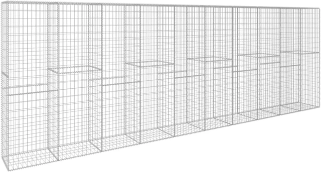 Alt view image 2 of 8 - vidaXL Gabion Wall with Cover Galvanised Steel 236.2"x19.7"x78.7"