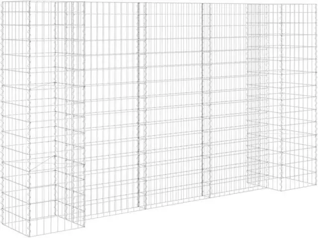 Alt view image 8 of 10 - vidaXL H-Shaped Gabion Planter Steel Wire 59.1" Flower Bed Basket Pot Garden
