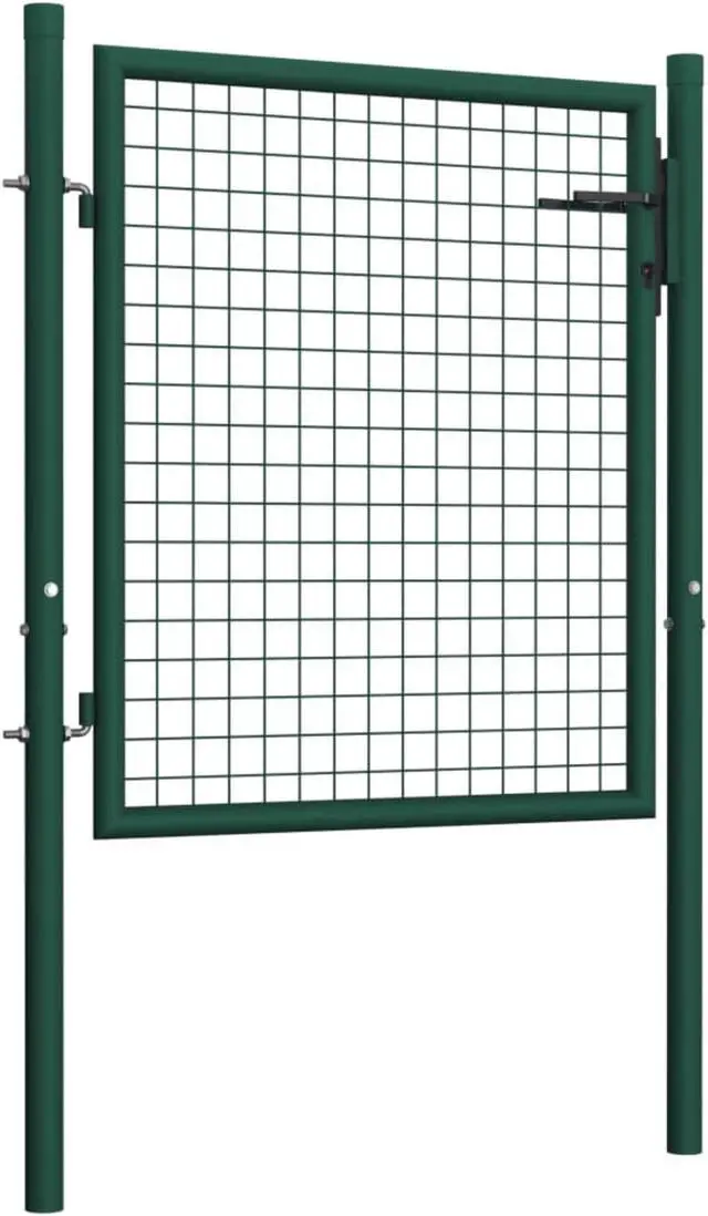 Alt view image 7 of 9 - vidaXL Fence Gate Steel 29.5" Green Outdoor Backyard Privacy Border Enclosure