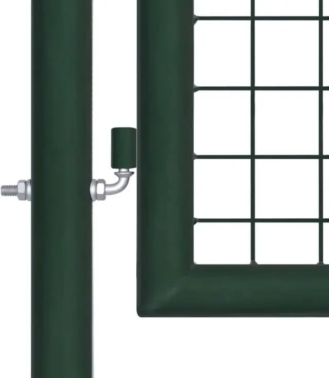 Alt view image 8 of 9 - vidaXL Fence Gate Steel 29.5" Green Outdoor Backyard Privacy Border Enclosure