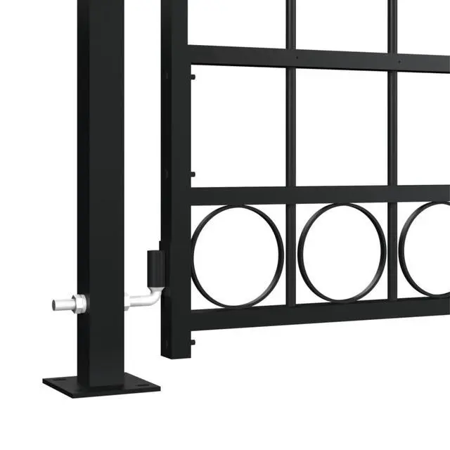 Alt view image 8 of 8 - vidaXL Fence Gate with Arched Top and 2 Posts 41.3"x80.3" Black Garden Barrier