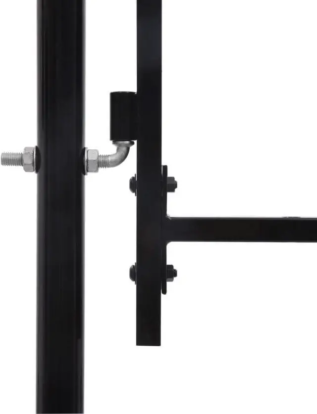 Alt view image 8 of 12 - vidaXL Fence Gate Single Door with Spike Top Steel 39.4" Black Garden Barrier