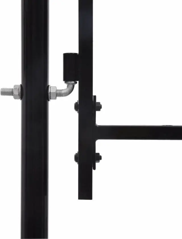 Alt view image 7 of 9 - vidaXL Fence Gate Single Door with Spike Top Steel Black Garden Patio Outdoor