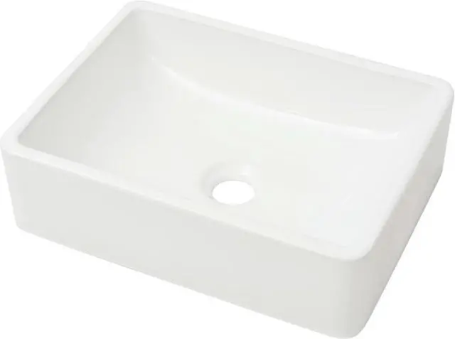 Alt view image 2 of 10 - vidaXL Basin Ceramic White 16.1"x11.8"x4.7"
