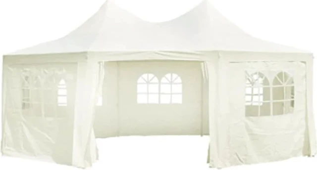 Alt view image 2 of 8 - vidaXL Octagonal Party Tent Cream White 20' x 15' x 12'