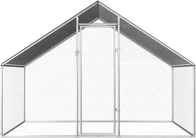 Alt view image 2 of 11 - vidaXL Outdoor Chicken Cage 9'x6.6'x6'3" Galvanized Steel