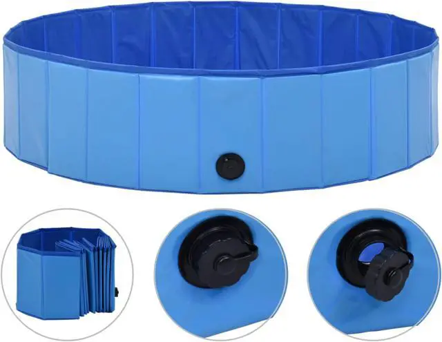 Alt view image 9 of 18 - vidaXL Foldable Dog Swimming Pool Blue 47.2"x11.8" PVC