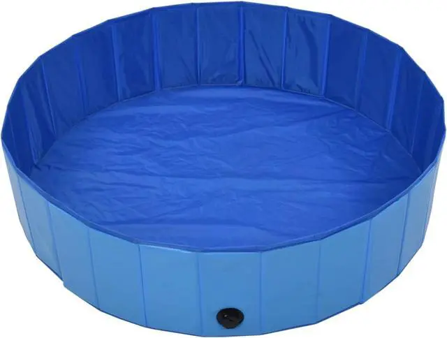 Alt view image 11 of 18 - vidaXL Foldable Dog Swimming Pool Blue 47.2"x11.8" PVC