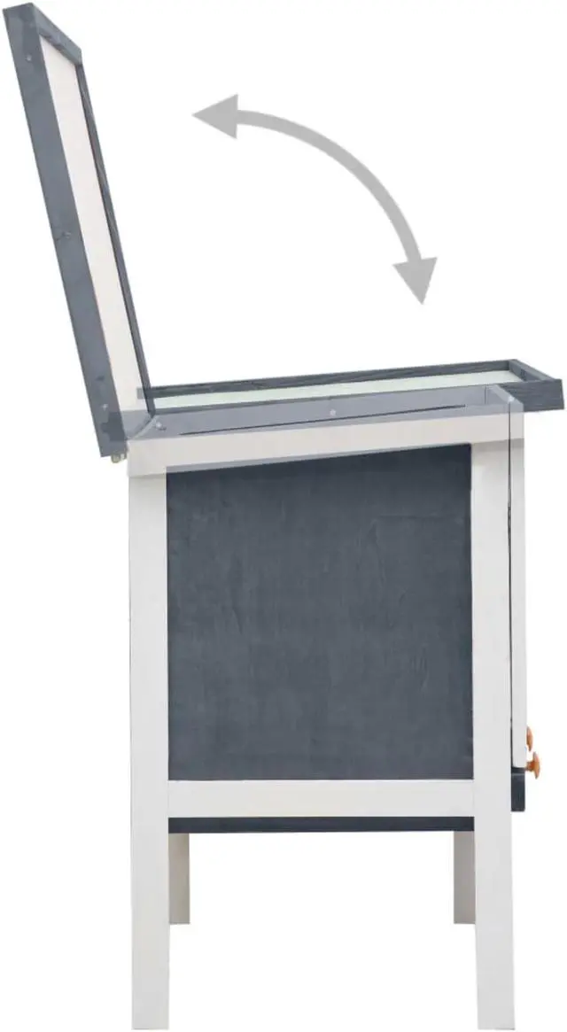 Alt view image 4 of 13 - vidaXL Outdoor Rabbit Hutch 1 Layer Gray Wood