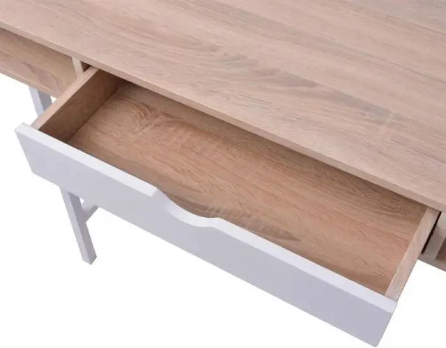 Alt view image 4 of 8 - vidaXL Desk with 1 Drawer Oak and White