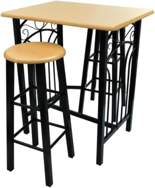 Alt view image 6 of 11 - vidaXL Dining Table Set 2 Chairs Breakfast Bar Dinner Table Stools Furniture
