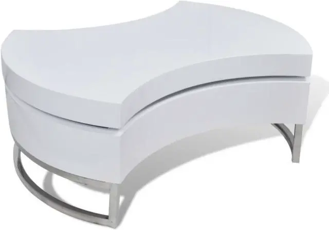 Alt view image 8 of 10 - vidaXL Coffee Table Shape-Adjustable High Gloss White Side End Storage Table