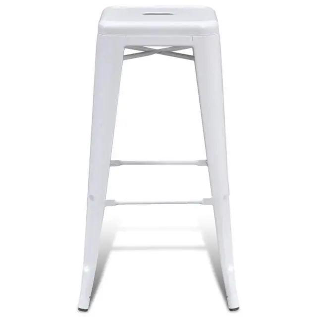 Alt view image 3 of 13 - vidaXL Bar Stools 2 pcs White Steel