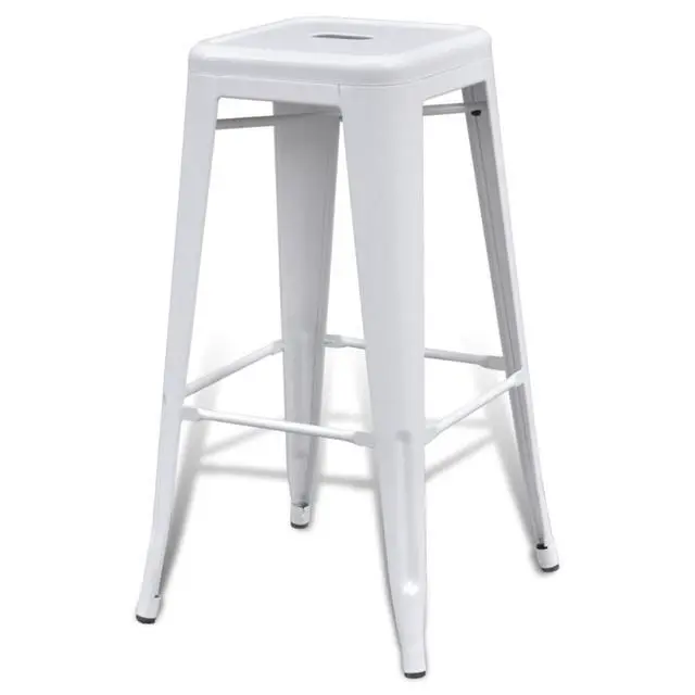 Alt view image 4 of 13 - vidaXL Bar Stools 2 pcs White Steel