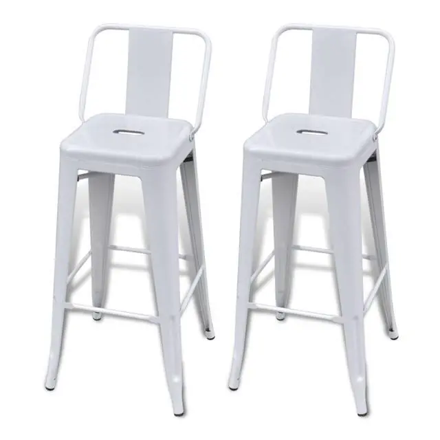 Alt view image 2 of 12 - vidaXL Bar Stools 2 pcs White Steel