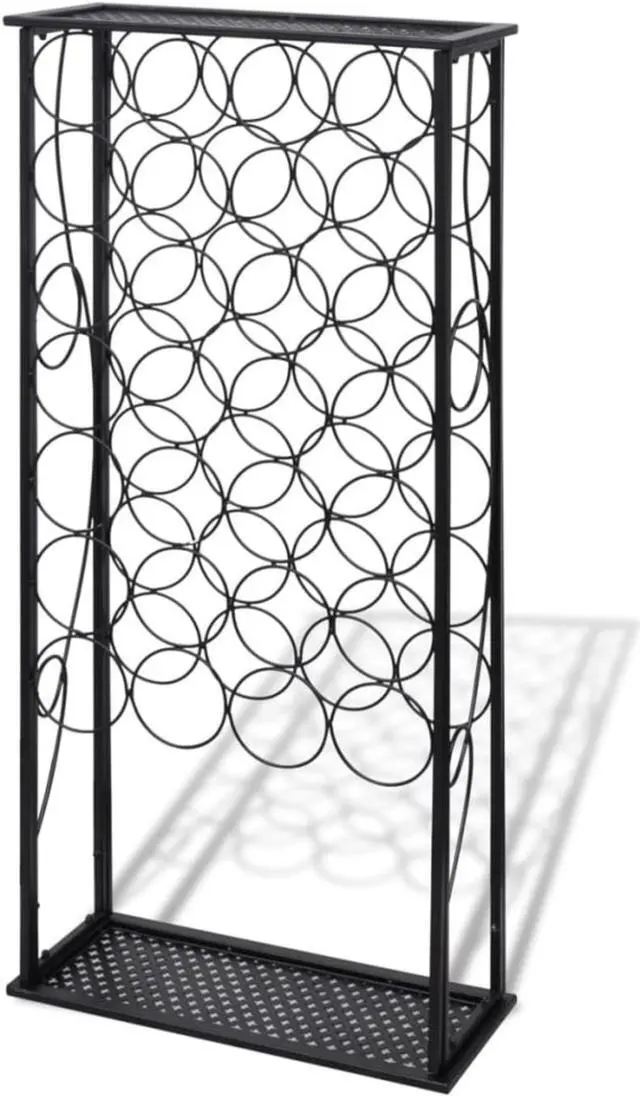 Alt view image 11 of 18 - vidaXL Wine Rack Wine Bottle Holder for 28 Bottles Floor Wine Cabinet Metal