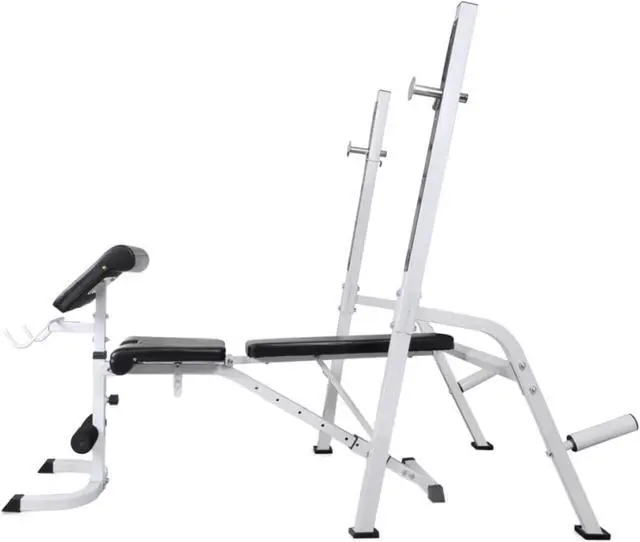 Alt view image 8 of 10 - vidaXL Workout Bench with Weight Rack, Barbell and Dumbbell Set 198.4 lb