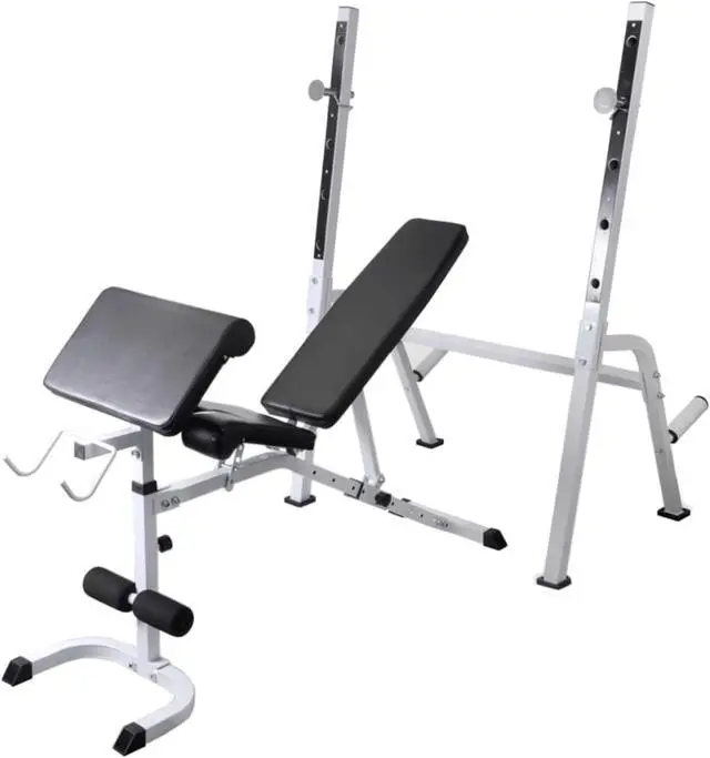 Alt view image 6 of 10 - vidaXL Workout Bench with Weight Rack, Barbell and Dumbbell Set 198.4 lb