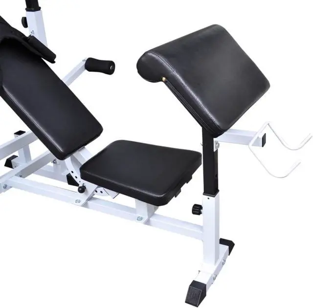 Alt view image 8 of 10 - vidaXL Weight Bench with Weight Rack, Barbell and Dumbbell Set 198.4 lb