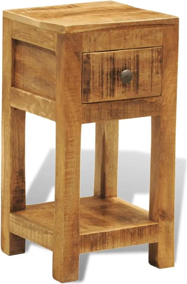 Alt view image 11 of 11 - vidaXL Solid Mango Wood Side End Table Storage Cabinet Nightstand 1 Drawer