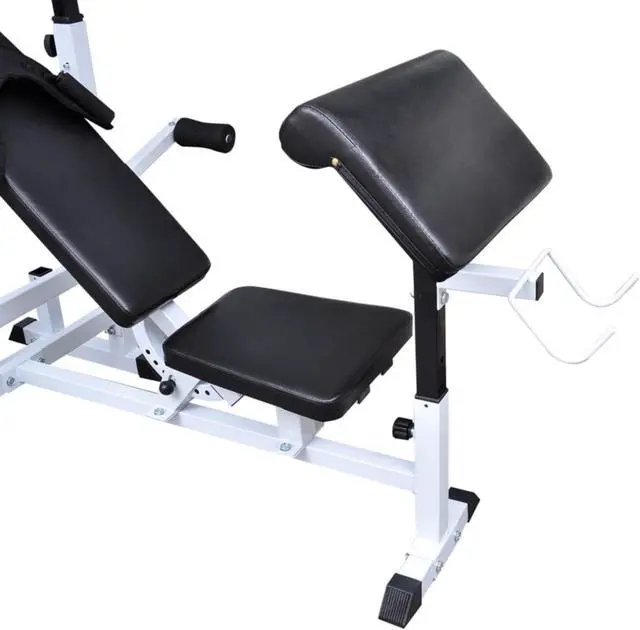 Alt view image 9 of 11 - vidaXL Weight Bench with Weight Rack, Barbell and Dumbbell Set 264.6 lb