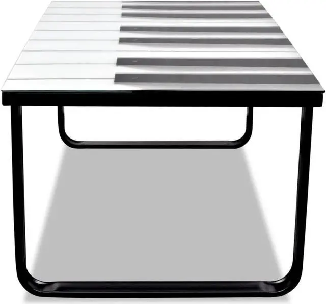 Alt view image 11 of 11 - vidaXL Coffee Table Accent End Table Side Table with Piano Printing Glass Top