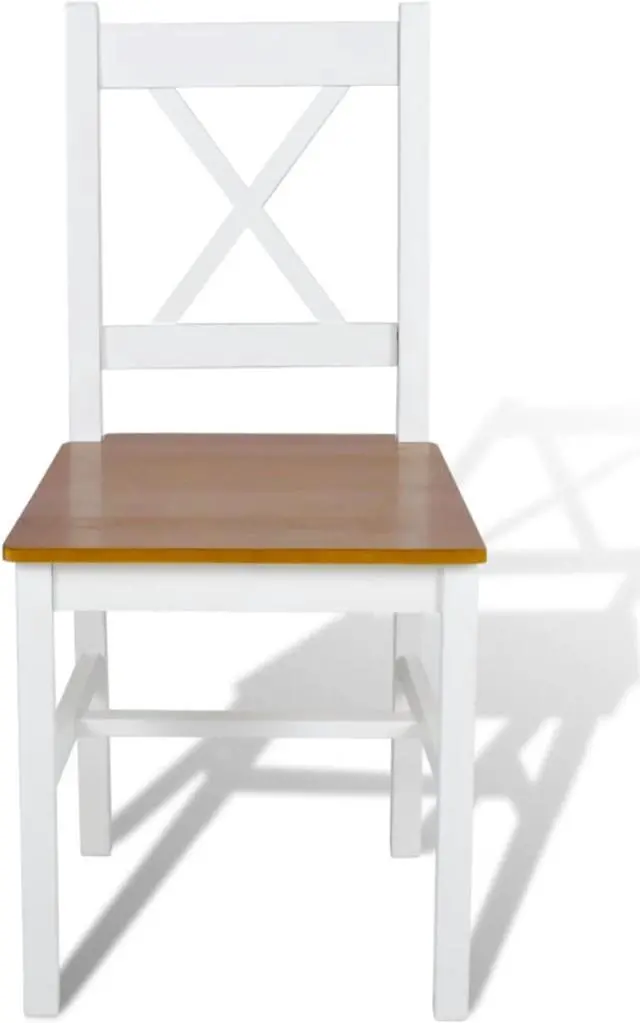 Alt view image 11 of 15 - vidaXL Dining Chairs 2 Pcs Accent Chair with Curved Slat Back White Pinewood