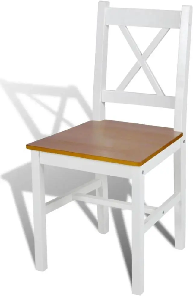 Alt view image 12 of 15 - vidaXL Dining Chairs 2 Pcs Accent Chair with Curved Slat Back White Pinewood