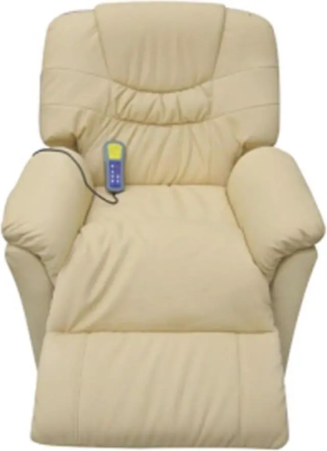 Alt view image 3 of 10 - vidaXL Massage Chair Cream Faux Leather