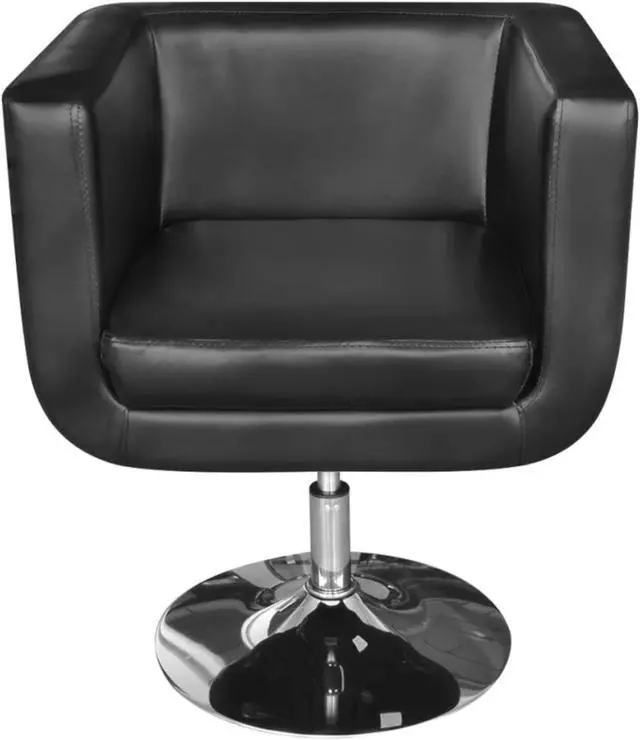 Alt view image 7 of 11 - vidaXL Armchair Accent Chair with Chrome Base for Living Room Black Faux Leather