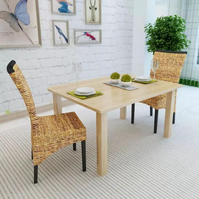Alt view image 3 of 16 - vidaXL Dining Chairs 2 pcs Abaca and Solid Mango Wood