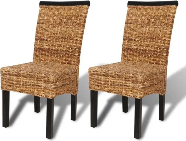 Alt view image 2 of 16 - vidaXL Dining Chairs 2 pcs Abaca and Solid Mango Wood