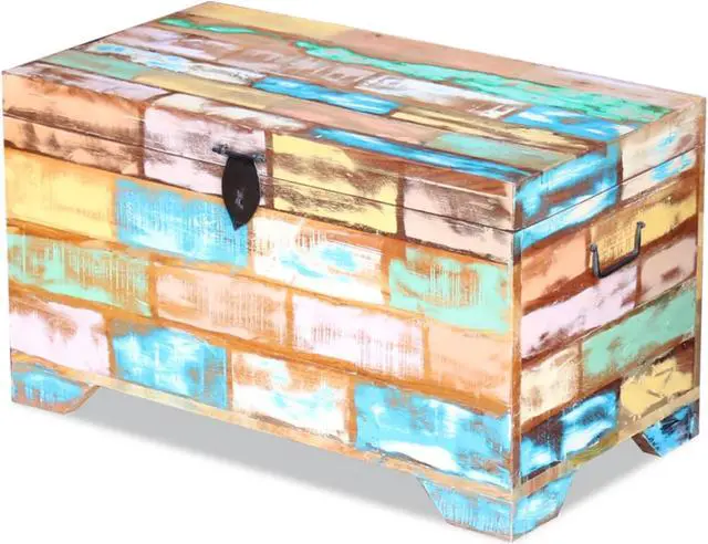 Alt view image 10 of 14 - vidaXL Storage Chest Solid Reclaimed Wood Box Entryway Trunk hallway Bench