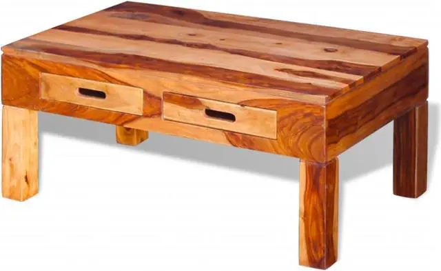 Alt view image 4 of 14 - vidaXL Coffee Table Brown Solid Acacia wood, Palisander wood Medium